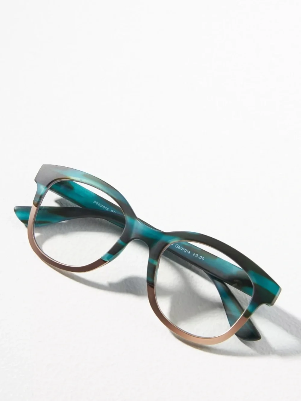 New Anthropologie Green &‎ Gold Peepers Georgia Readers +2.50